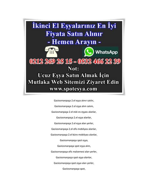 Gaziosmanpaşa ikinci el komple ev eşyası alanlar