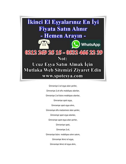 Ümraniye 2.el eşya satmak istiyorum