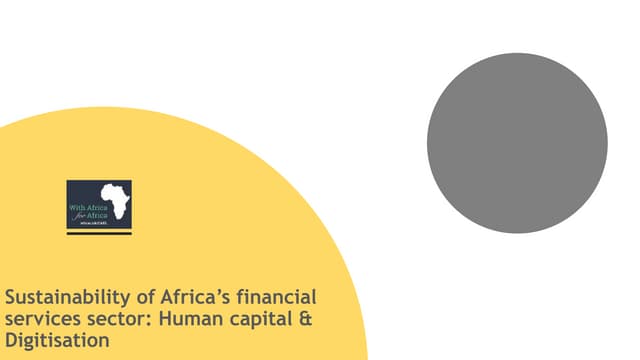 Sustainability of Africa’s financial services sector: Human capital & Digitization, Paschal Anosike