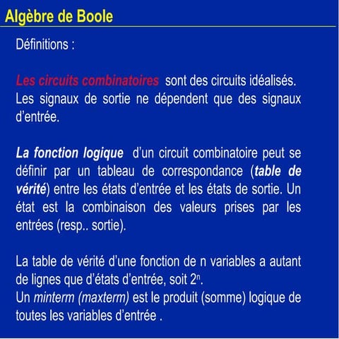 En electronique numérique Booleen représentation .ppt
