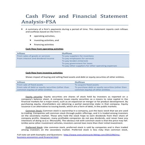 2   cash flow and financial statement analysis