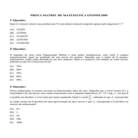 2009 matematica efomm