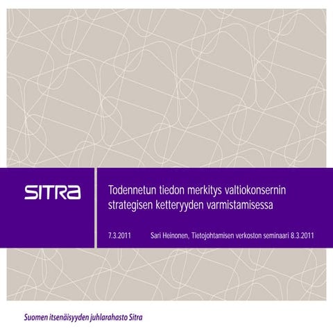 Tietojohtamisen verkoston miniseminaari 8.3.2011