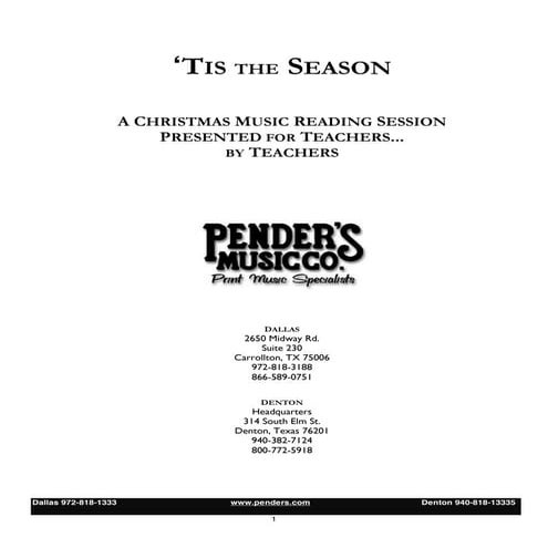 Christmas: Piano Sheet Music Reading Session Handout 2011