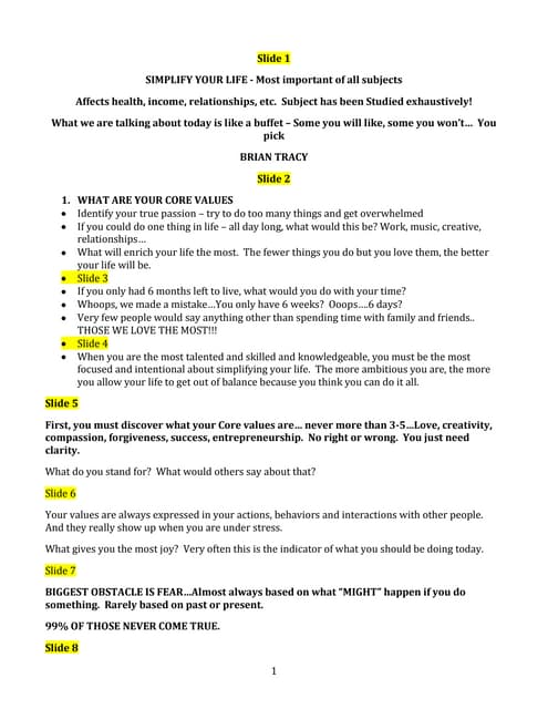 Simplify Your Life by Brian Tracy