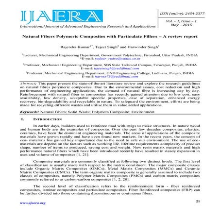 Natural Fibers Polymeric Composites with Particulate Fillers – A review report