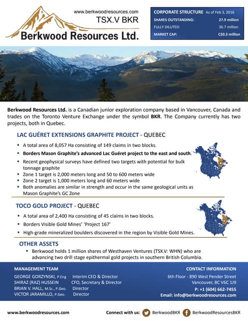 Investor Factsheet - February 2016
