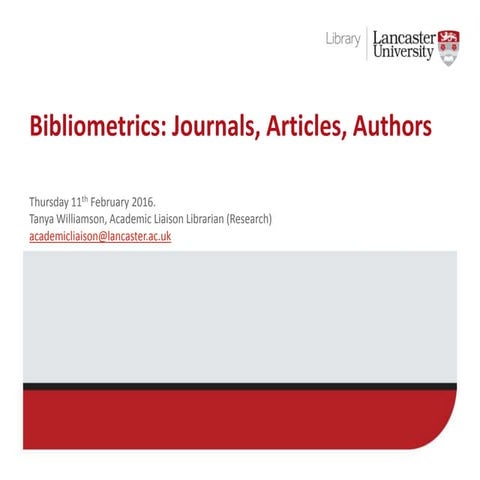 Bibliometrics: journals, articles, authors (v2)