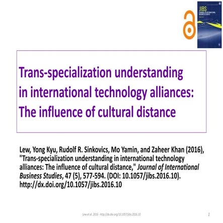Trans-specialization understanding & mobile alliances