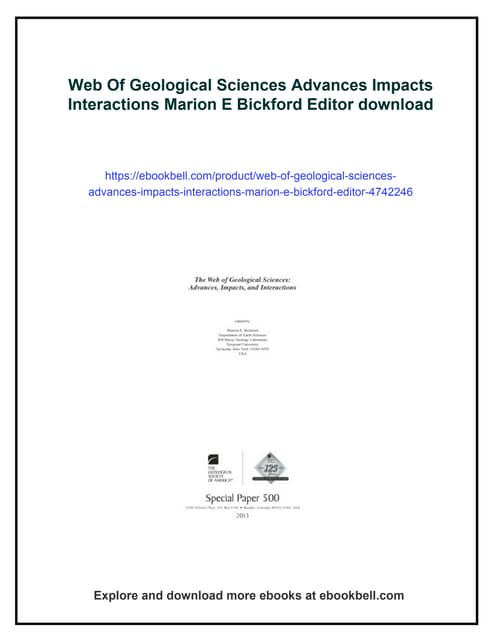 Web Of Geological Sciences Advances Impacts Interactions Marion E Bickford Ed...