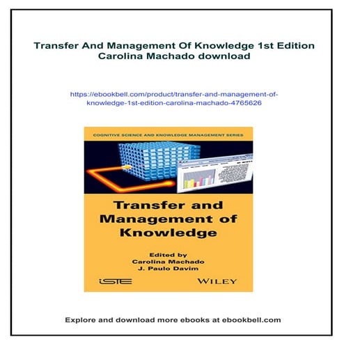 Transfer And Management Of Knowledge 1st Edition Carolina Machado