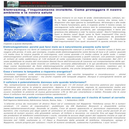 Elettrosmog, l’inquinamento invisibile. Come proteggere il nostro ambiente e ...