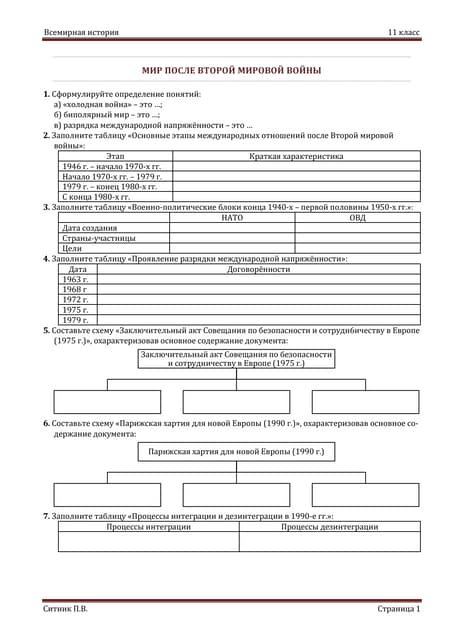 Мир после Второй мировой войны