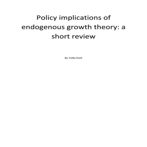 Research Paper on Endogenous Growth Theory 1.2