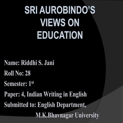 sri aurobindo’s views on education