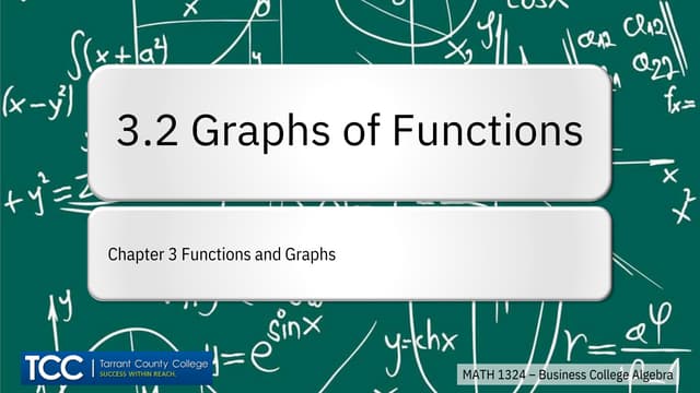 3.2 Graphs of Functions