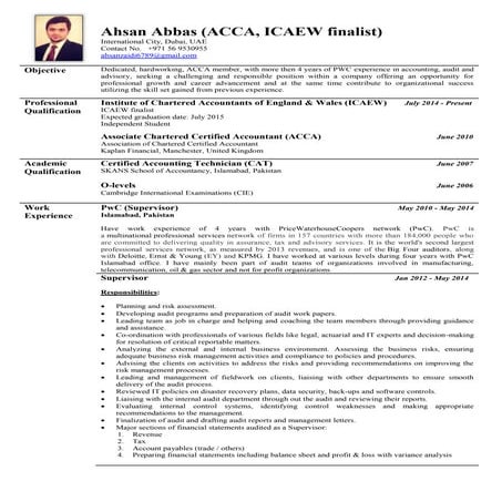 Ahsan Abbas (ACCA) - Resume