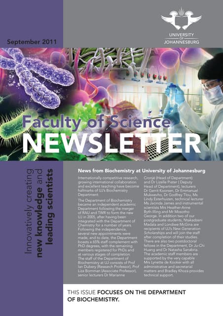 Department of Biochemistry Newsletter September 2011