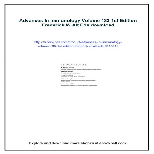 Advances In Immunology Volume 133 1st Edition Frederick W Alt Eds