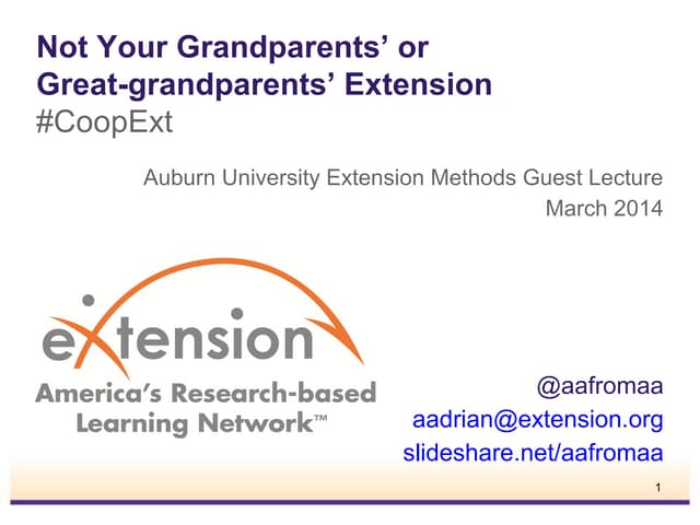 Not Your Grandparents’ or Great-grandparents' Exension