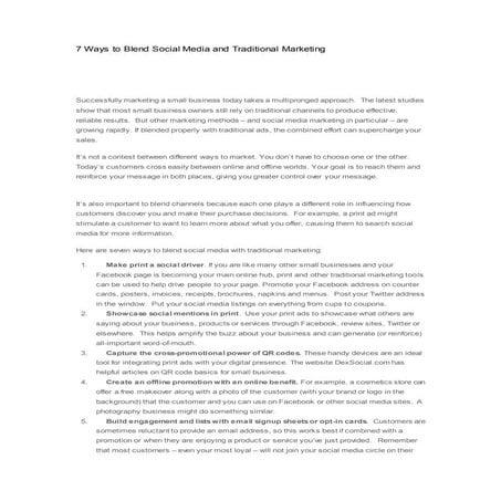 7 Ways to Blend Social Media and Traditional Marketing