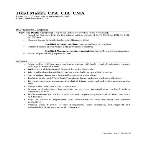Resume - Hilal Makki 
