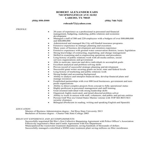 Robert Eads Resume