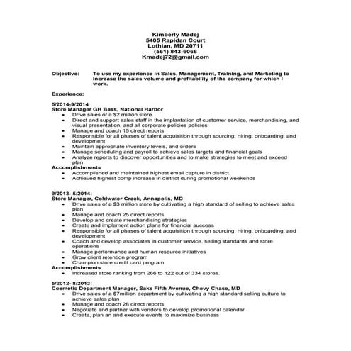 Kimberly Madej 2015 CV