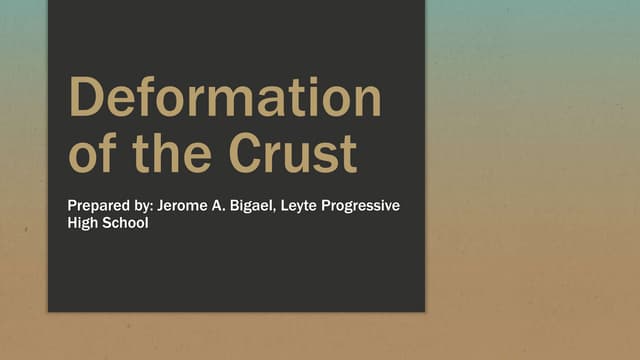 Deformation of Crust