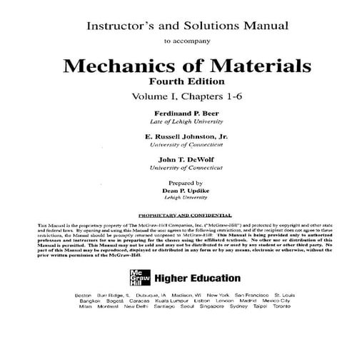 4th edition mechanics of materials by beer johnston (solution manual)
