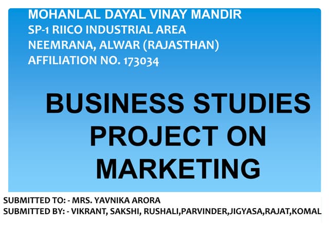  Presentation  on Heels of Marketing For Business Studies 12th clas