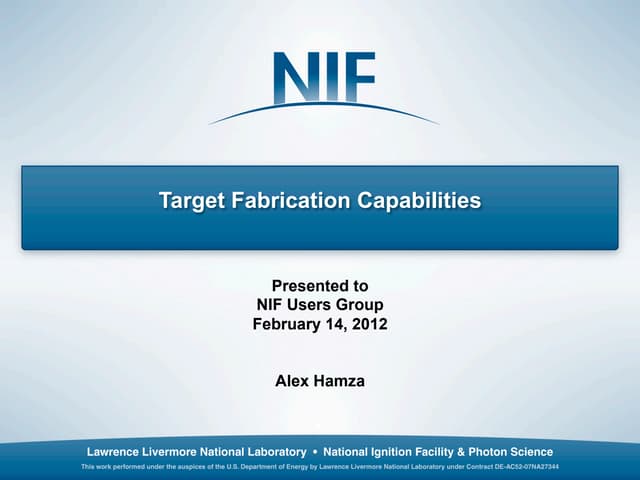 Target Fabrication Capabilities