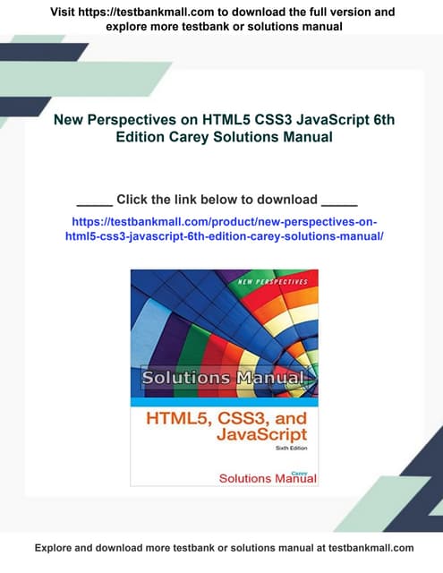 New Perspectives on HTML5 CSS3 JavaScript 6th Edition Carey Solutions Manual