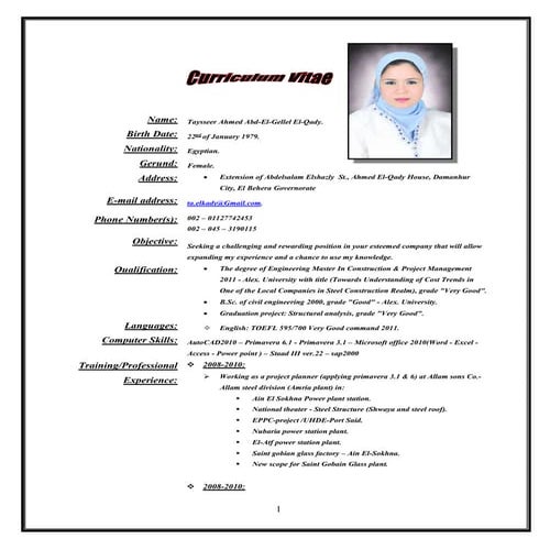 curriculum vitae with a photo
