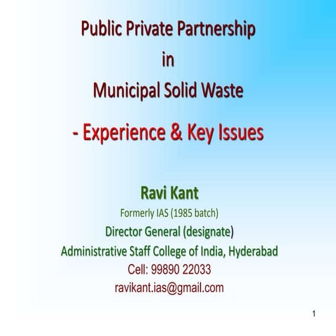 MSW - Making PPP Work, Ravi Kant