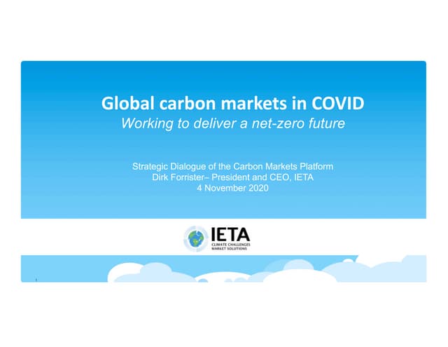Global carbon markets in COVID: Working to deliver a net-zero future, Dirk Fo...