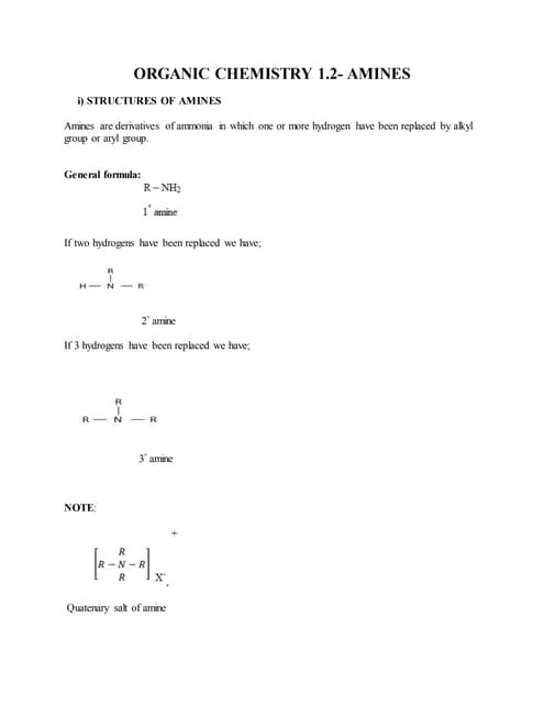 ORGANIC CHEMISTRY 1.2- AMINES