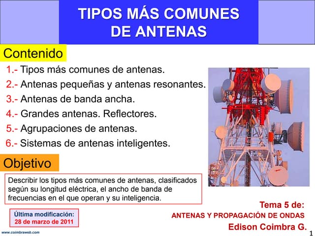 6.5 Tipos mas comunes de antenas