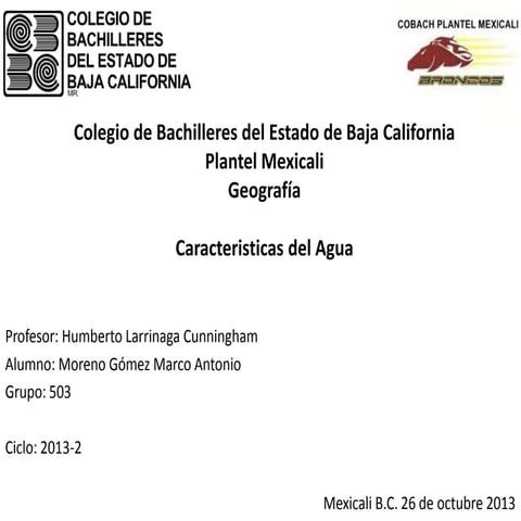 Caracteristicas del agua