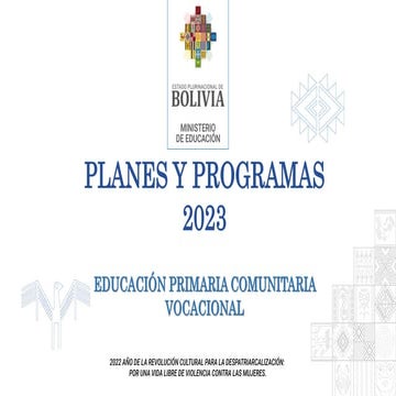 PLANES Y PRGRAMAS 2023 EDUCACION   PRIMARIA. COMUNITARIA  VOCACIONAL
