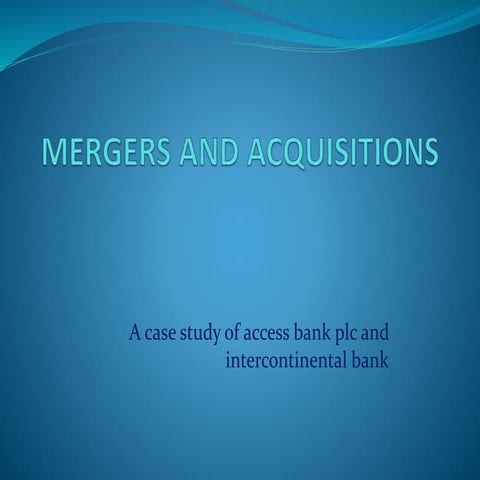 MERGERS AND ACQUISITIONS