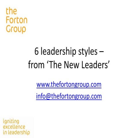 Summary of the 6 Goleman leadership styles
