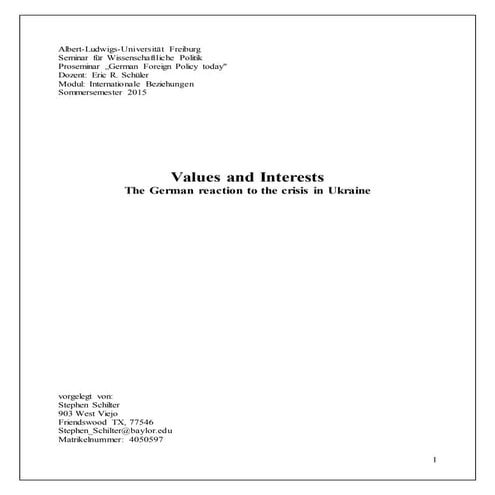 Germany - German Foreign Policy and Ukraine Crisis