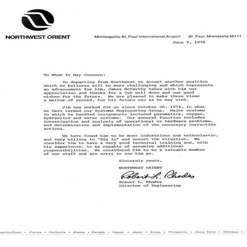 NWA Recommendation Letter