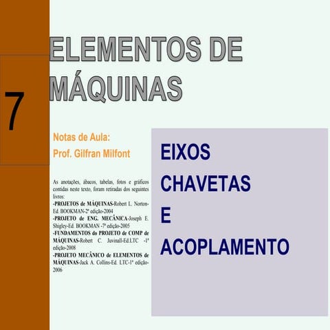 7 eixos, chavetas e acoplamentos
