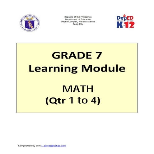 Grade 7 Learning Module in Math (Quarter 1 to 4)