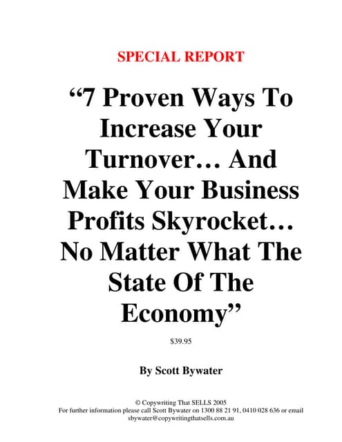 7 w incto“7 Proven Ways To Increase Your Turnover… And Make Your Business Pro...