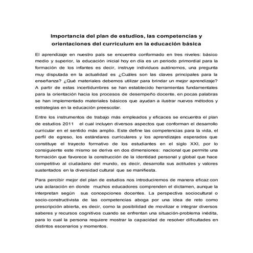 8. importancia del plan de estudios, las competencias y orientaciones del cur...
