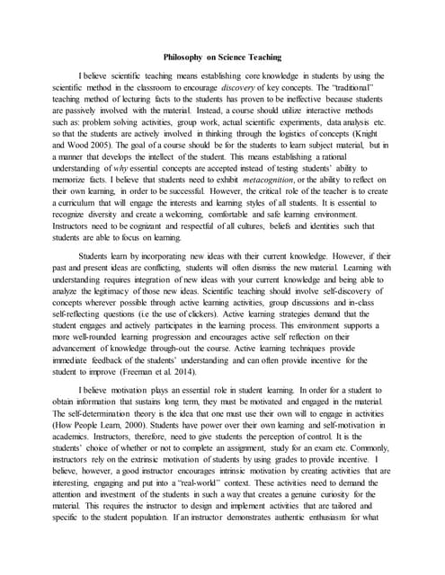 Philosophy on Scientific Teaching