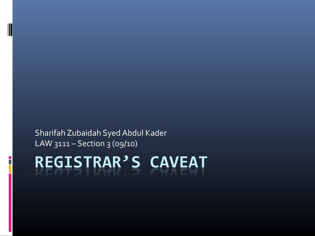 registrars caveat